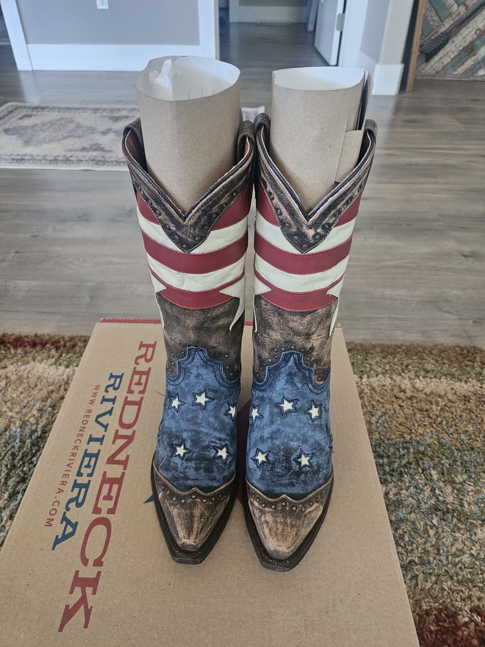 Redneck Riviera Americana Flag Cowboy Boots - Red White Blue